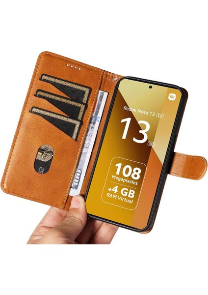 Xiaomi Redmi Not 13 Için Filp Durumda 5g Ayrılabilir Siyah Bilezik Preslenmiş Pu (Yurt Dışından)