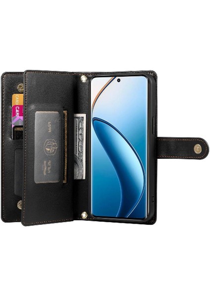 Realme 12 Pro Artı Iş Cüzdan Standı Için Flip Case Crossbody Kayış (Yurt Dışından)
