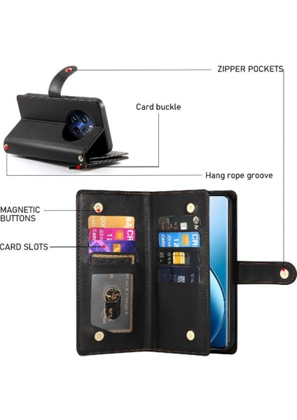 Realme 12 Pro Için Flip Case Crossbody Kayış Çok Fonksiyonlu Cüzdan Standı (Yurt Dışından) indirimleri