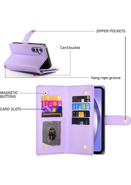 Samsung Galaxy A54 5g Için Flip Case Crossbody Kayış Iş Standı Cüzdan (Yurt Dışından) modelleri