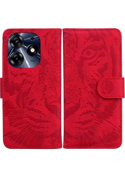 Tecno Spark 10 Pro Deri Cüzdan Kabartmalı Sevimli Kaplan Için Flip Case (Yurt Dışından)