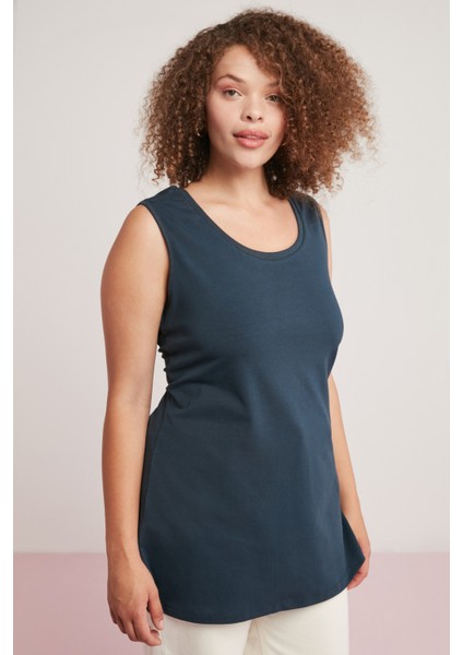 Natali Kadın Vücudu Tamamen Saran Kalın Askılı Kolsuz Uzun Büyük Beden Lacivert Büyük Beden Body indirimleri