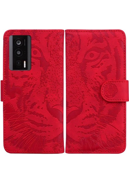 Xiaomi Poco F5 Pro Için Flip Case Kabartmalı Sevimli Kaplan Kickstand Koruyucu (Yurt Dışından)