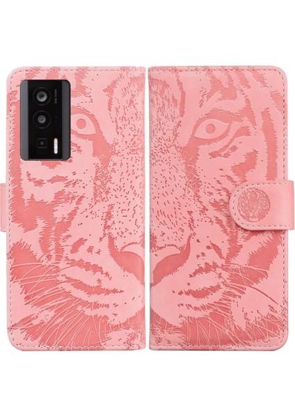 Xiaomi Poco F5 Pro Için Flip Case Kabartmalı Sevimli Kaplan Kickstand Koruyucu (Yurt Dışından)