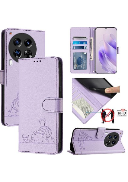 Tecno Camon 30 Premier 5g Için Kılıf Cüzdan Kapak Çevirin Kart Yuvası Tutucu Kedi (Yurt Dışından)