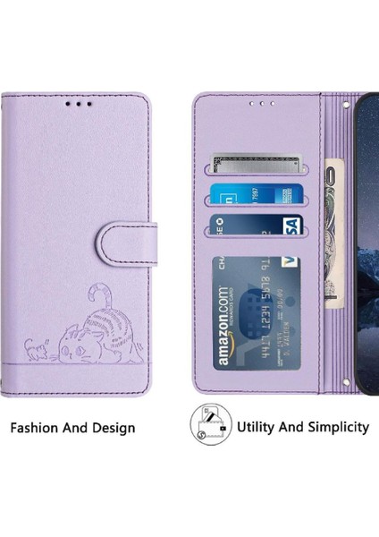 Tecno Camon 19 Pro 5g Kedi Rfıd Cüzdan Kapak Çevirin Kart Yuvası Tutucu (Yurt Dışından)