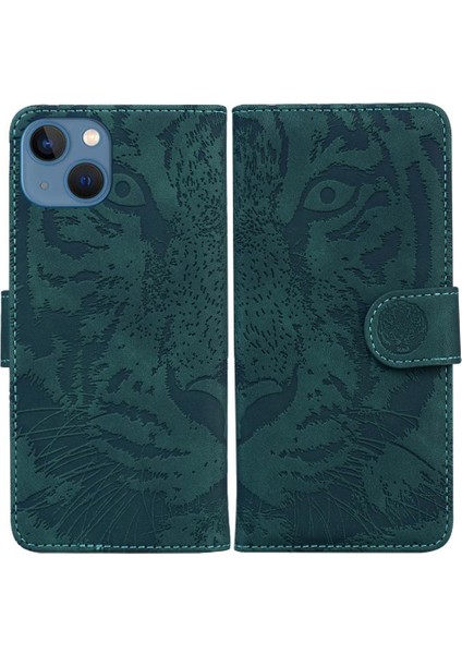 IPhone 15 Için Flip Case Artı Kabartmalı Sevimli Kaplan Deri Cüzdan Kickstand (Yurt Dışından)