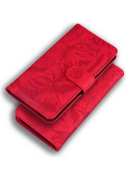IPhone 15 Için Flip Case Pro Deri Cüzdan Kabartmalı Sevimli Kaplan Kickstand (Yurt Dışından)
