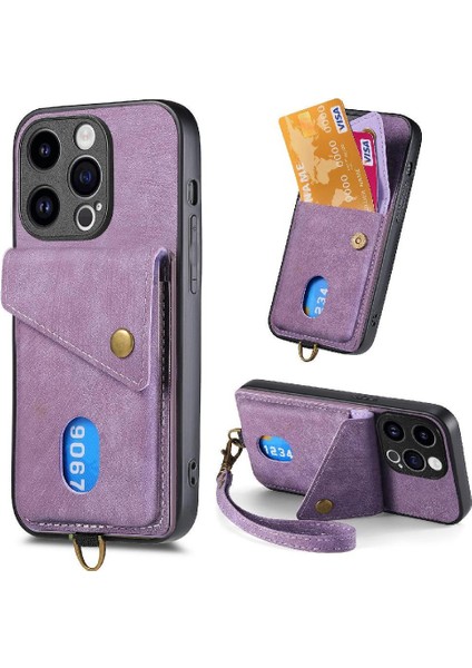IPhone 15 Için Kılıf Pro Ayrılabilir Kordon Kart Yuvası Çok Fonksiyonlu (Yurt Dışından)