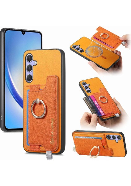 Samsung Galaxy A34 Halka Standı Tutucu Manyetik Cüzdan Magsafe Için Kılıf (Yurt Dışından)