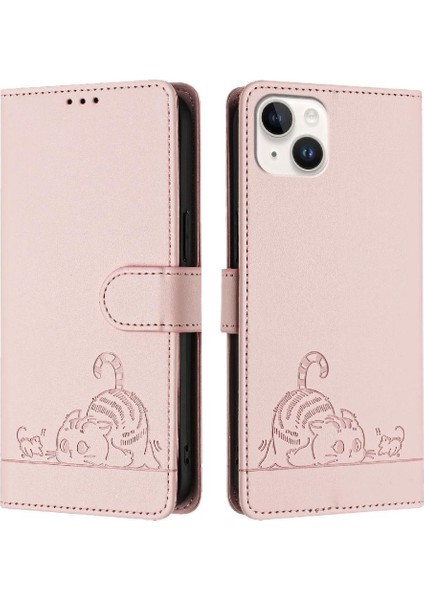 IPhone 15 Için Kılıf Artı Kart Yuvası Tutucu Kickstand Kedi Rfıd Cüzdan Flip (Yurt Dışından)