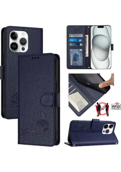 IPhone 12 Için Kılıf Pro Max Kart Yuvası Tutucu Kickstand Kedi Rfıd Cüzdan Flip (Yurt Dışından)