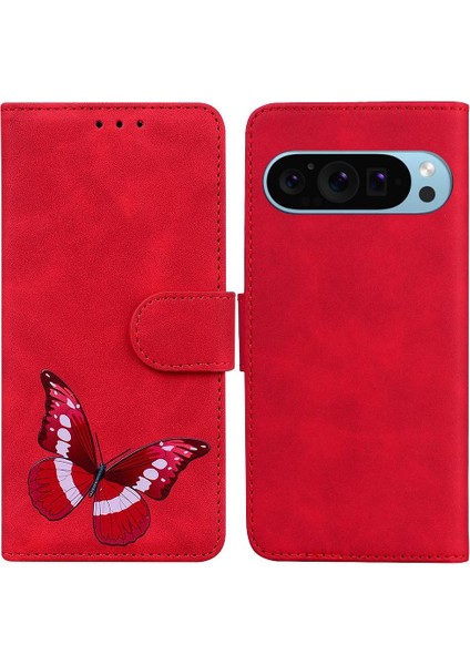 Google Piksel 9 Pro Xl Kelebek Renk Baskılı Flip Folio Kapak Için Kılıf (Yurt Dışından)
