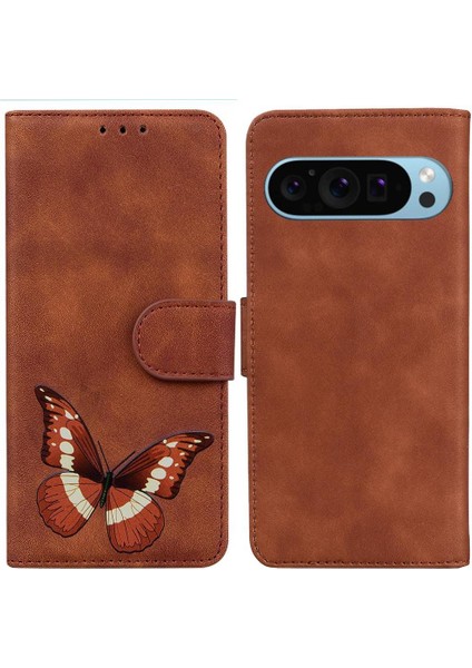 Google Piksel 9 Pro Xl Kelebek Renk Baskılı Flip Folio Kapak Için Kılıf (Yurt Dışından)