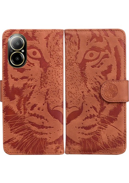 Realme C67 4g Kickstand Koruyucu Kabartmalı Sevimli Kaplan Için Flip Case (Yurt Dışından)