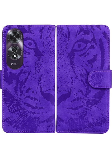 Oppo A60 4g Deri Cüzdan Kabartmalı Sevimli Kaplan Kickstand Için Flip Case (Yurt Dışından)