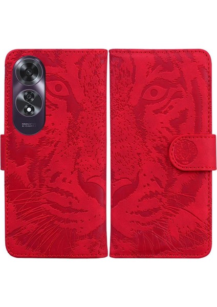 Oppo A60 4g Deri Cüzdan Kabartmalı Sevimli Kaplan Kickstand Için Flip Case (Yurt Dışından)