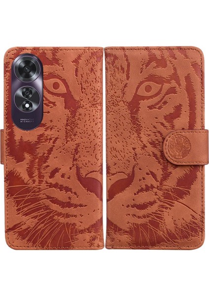 Oppo A60 4g Deri Cüzdan Kabartmalı Sevimli Kaplan Kickstand Için Flip Case (Yurt Dışından)