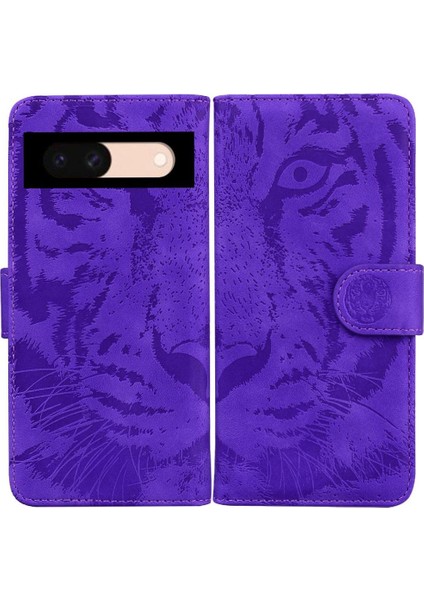 Google Piksel 8A Kabartmalı Sevimli Kaplan Kickstand Koruyucu Için Flip Case (Yurt Dışından)