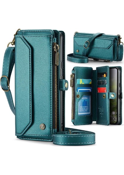 Kadınlar Için Crossbody Durumda Google Piksel 9 Cüzdan Durumda Fermuar Faturaları Yuvası (Yurt Dışından)