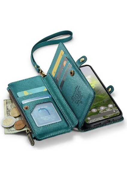 Kadınlar Için Crossbody Durumda Google Piksel 9 Cüzdan Durumda Fermuar Faturaları Yuvası (Yurt Dışından) modelleri