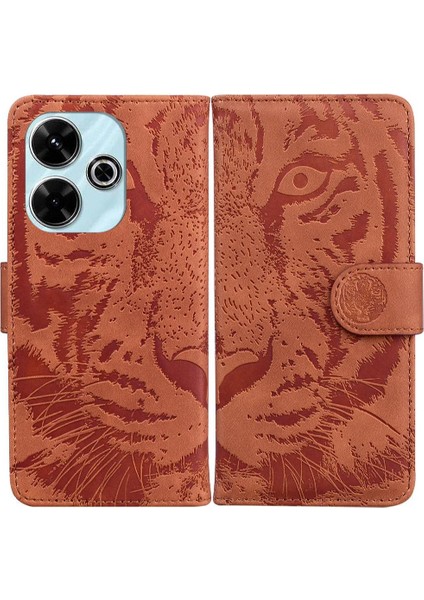 Xiaomi Poco M6 4g Kabartmalı Sevimli Kaplan Deri Cüzdan Için Flip Case (Yurt Dışından)