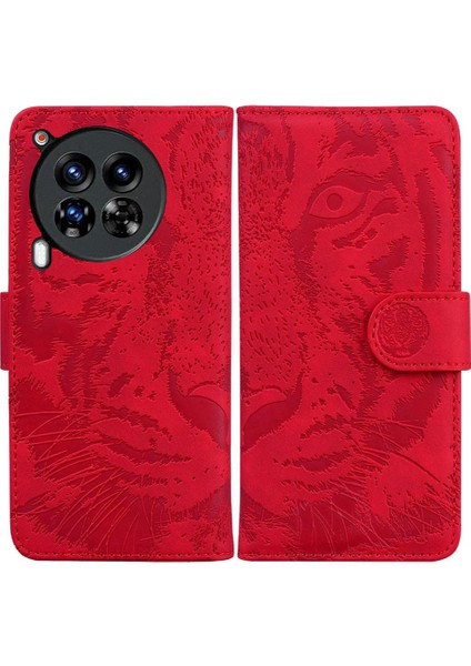Tecno Camon 30 Pro 5g Için Flip Case Kabartmalı Sevimli Kaplan Deri Cüzdan (Yurt Dışından)