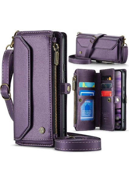Kadınlar Için Crossbody Durumda Google Piksel 9 Cüzdan Durumda Fermuar Faturaları Yuvası (Yurt Dışından)