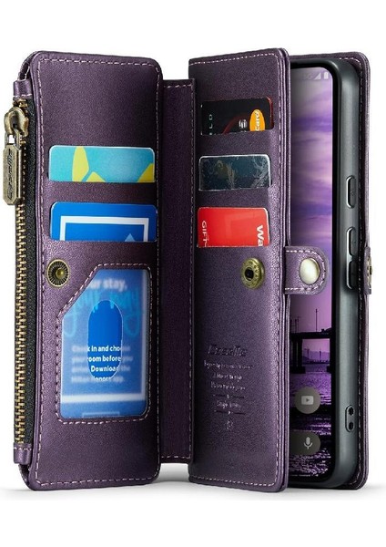 Kadınlar Için Crossbody Durumda Google Piksel 9 Cüzdan Durumda Fermuar Faturaları Yuvası (Yurt Dışından)