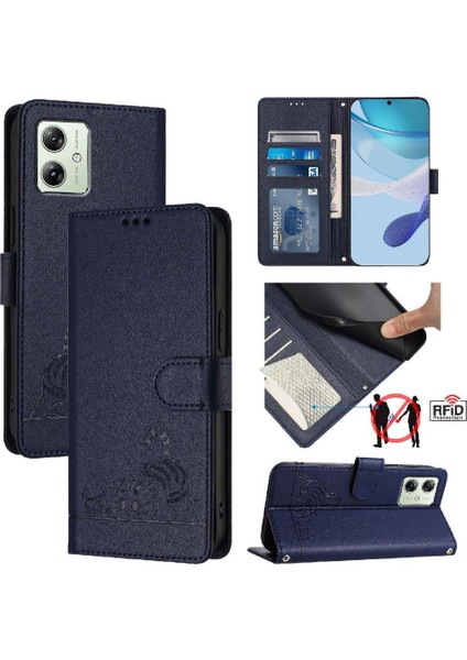 Motorola Moto G54 5g Için Kılıf Cüzdan Kapak Çevirin Kedi Rfıd Kart Yuvası Tutucu (Yurt Dışından) indirimleri