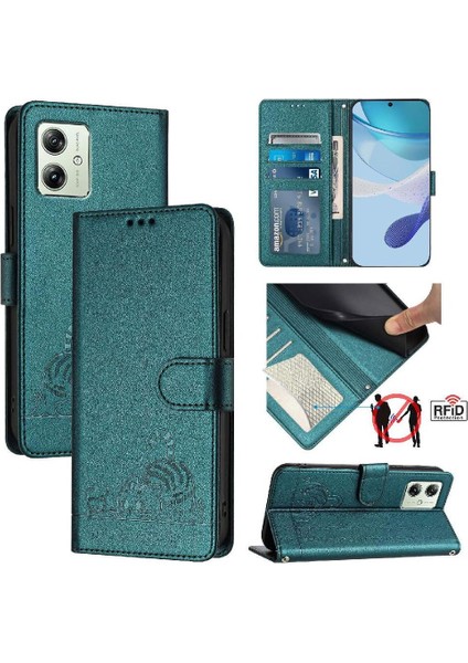 Motorola Moto G54 5g Için Kılıf Cüzdan Kapak Çevirin Kedi Rfıd Kart Yuvası Tutucu (Yurt Dışından) indirimleri