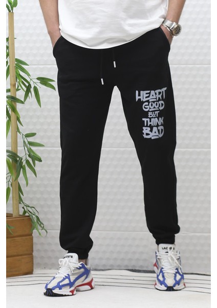 Erkek Yazlık Penye Eşofman Altı Heart Baskı