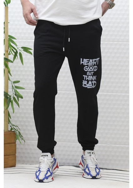 Erkek Yazlık Penye Eşofman Altı Heart Baskı