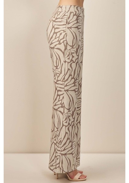 Geniş Paça Bej Triko Pantolon modelleri