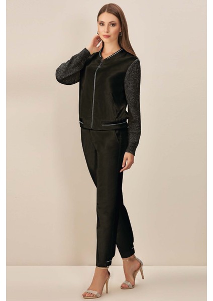 Ribana Paça Siyah Kadife Pantolon