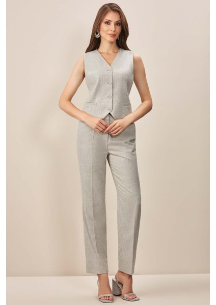 Cigarette Gri Dokuma Pantolon