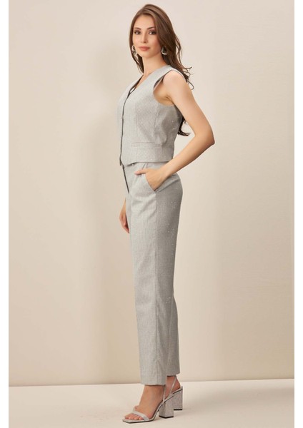 Cigarette Gri Dokuma Pantolon modelleri