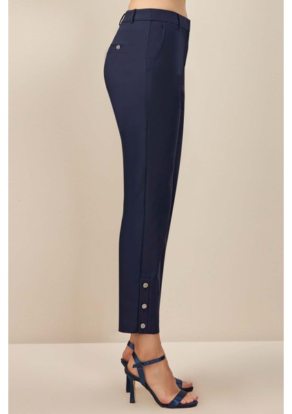 Düz Paça Lacivert Dokuma Pantolon modelleri