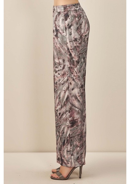 Geniş Paça Gri Desenli Pantolon modelleri