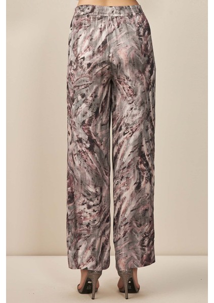 Geniş Paça Gri Desenli Pantolon indirimleri