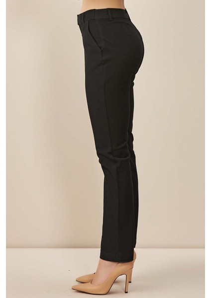 Düz Paça Siyah Dokuma Pantolon modelleri