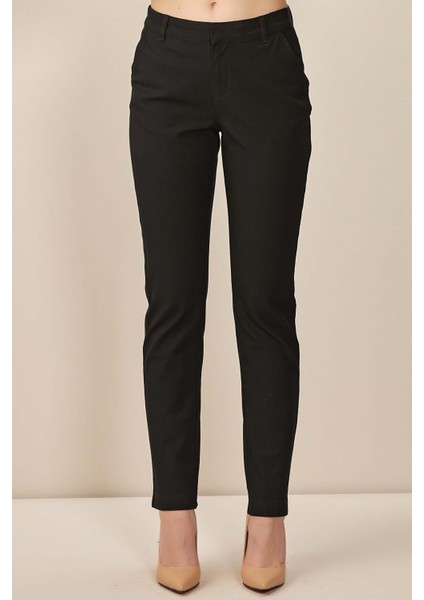 Düz Paça Siyah Dokuma Pantolon indirimleri