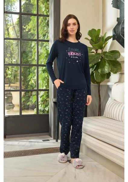 Kadın Hira Lyocell Shine Bright Lacivert Pijama Takım 0617 fiyatları