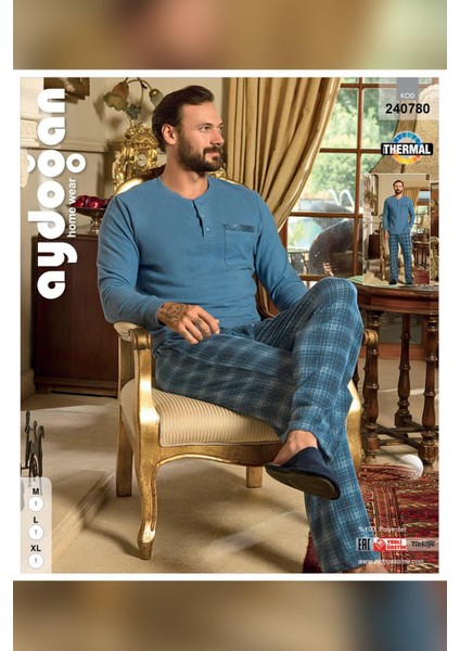 Erkek Aras Kışlık Thermal Rahat Indigo Pijama Takım 0780 modelleri