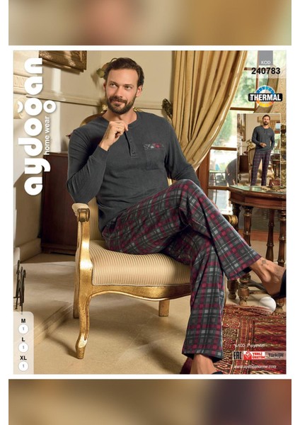 Erkek Aras Kışlık Thermal Rahat Antrasit Pijama Takım 0783 modelleri