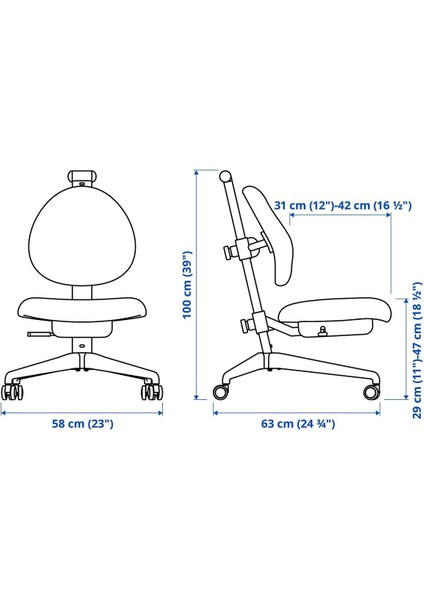 Ikea Çocuk Çalışma Sandalyesiçocuk Çalışma Sandalyesi, Sarı Renk Ayarlanabilir Yükseklik