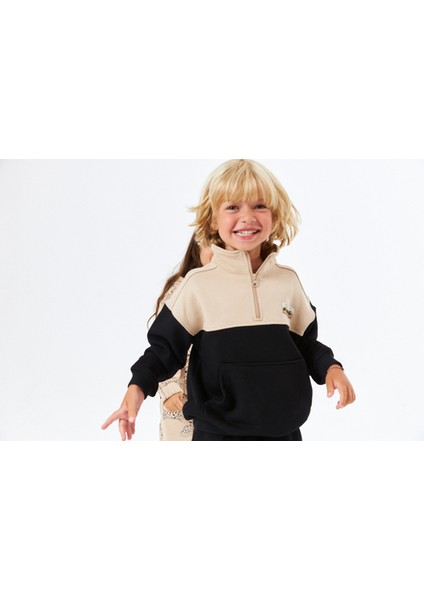 (SCE-1328) Serbend Kıds Dik Yaka Düşük Omuz Erkek Çocuk Sweatshirt