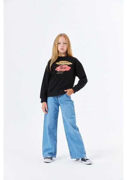 SGK-1313 Serbend Kids Kız Bisiklet Yaka Okul Sweatshırt modelleri