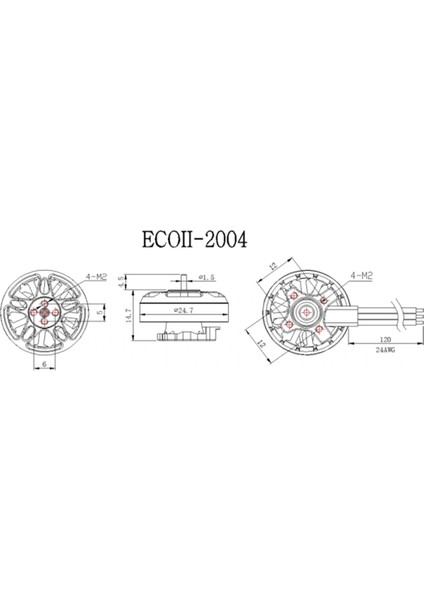 Ecoıı Eko Iı 2004 2400KV 3-6s Rc 3mm Mil Fırçasız Motor