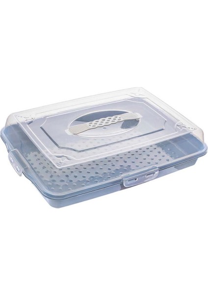 45X27 Ebatlarında 10 cm Derinliğnde Diktorgen Kilitli Kapaklı Pasta Kek Börek Borcam Taşıma Saklama Kabı